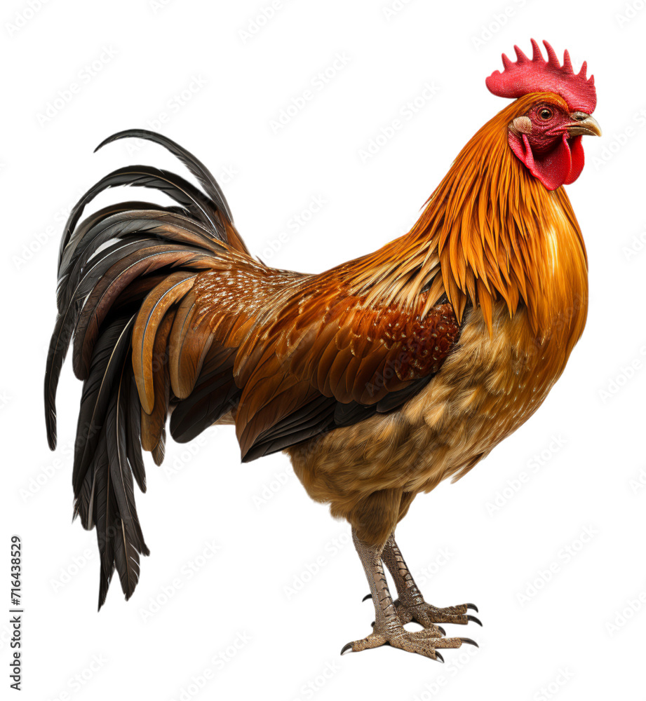Fototapeta premium rooster farm animal portrait on transparent background, generative ai