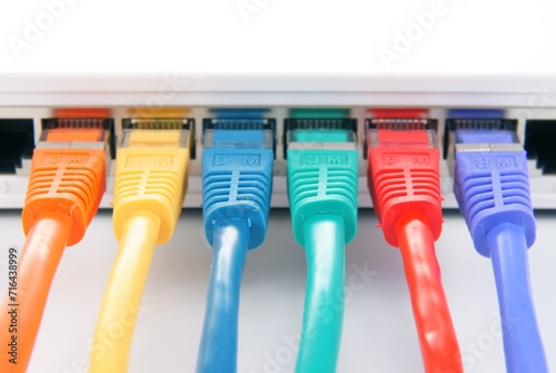 colourfull Network Cables at hub