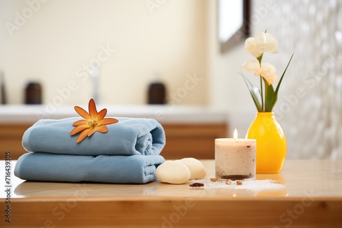rejuvenating rejuvelac spa concept with a towel and spa stones