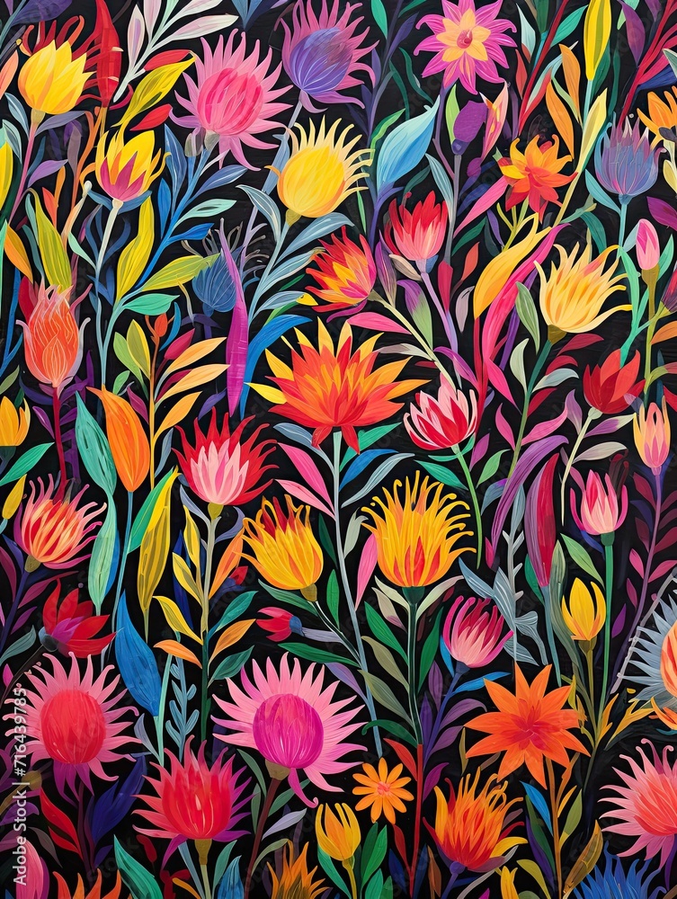 Vibrant Fiesta Patterns: Field Painting with Festival Colors