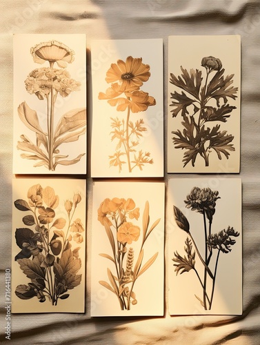 Vintage Botanical Sketches: Golden Hour Art and Sunset Plant Shadows