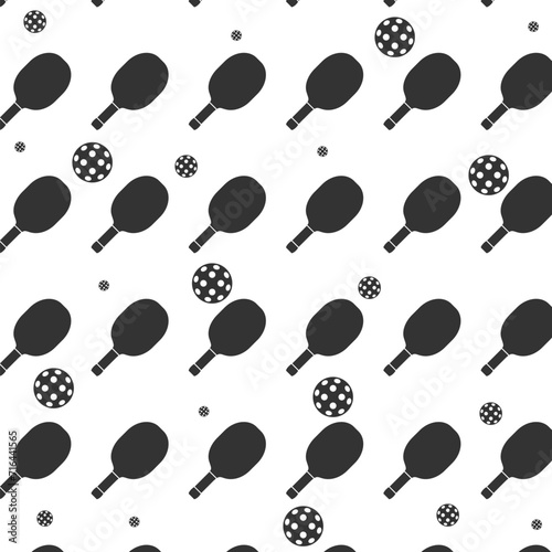 Pickleball with a ball and a rackets seamless pattern