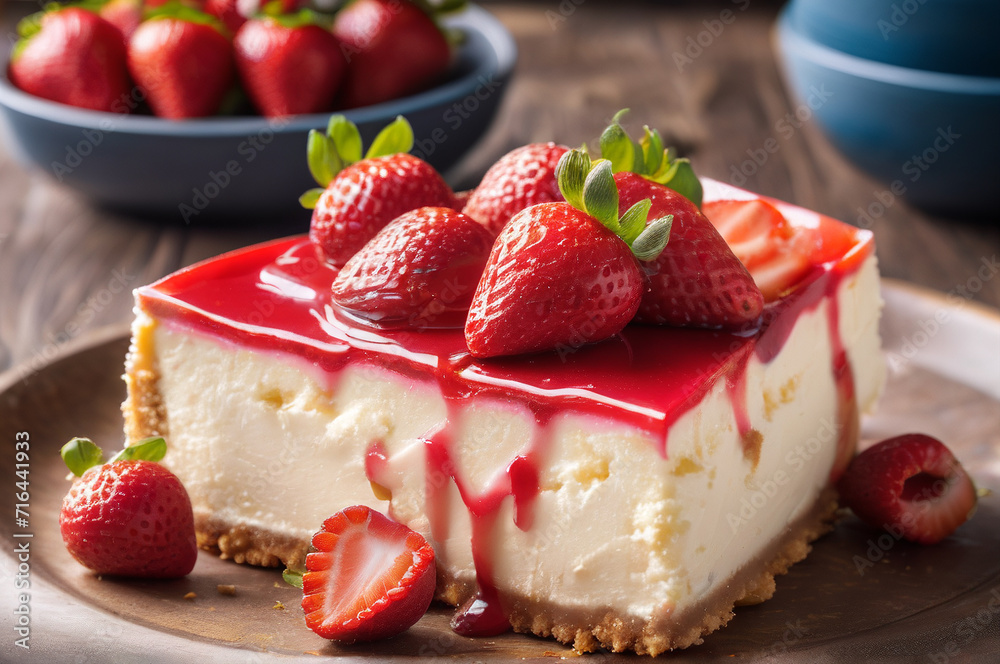 custom made wallpaper toronto digitalStrawberry Cheesecake Close-Up on the Table