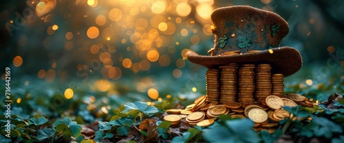 Pot Gold Coins Hat On Clover, HD, Background Wallpaper, Desktop Wallpaper