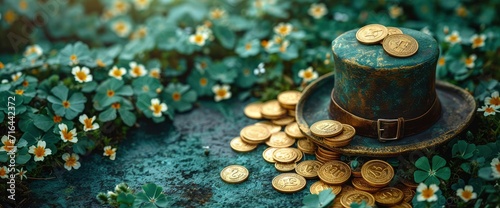 Pot Gold Coins Hat On Clover, HD, Background Wallpaper, Desktop Wallpaper