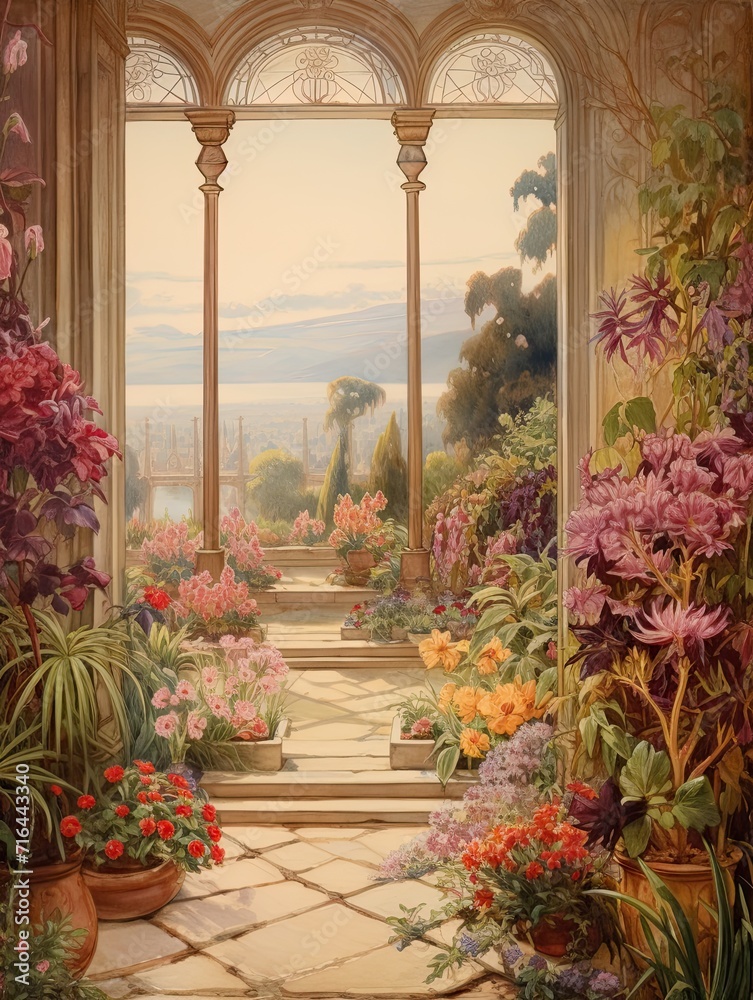 Vintage Victorian Gardens Landscape Poster | Garden Print | Vintage Art Decor