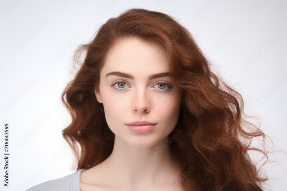 Portrait of a beautiful young woman with long curly red hair Portrait of a beautiful young woman with long curly red hair