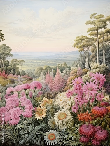 Vintage Victorian Gardens Wall Art: Botanical Print of Classic Landscape