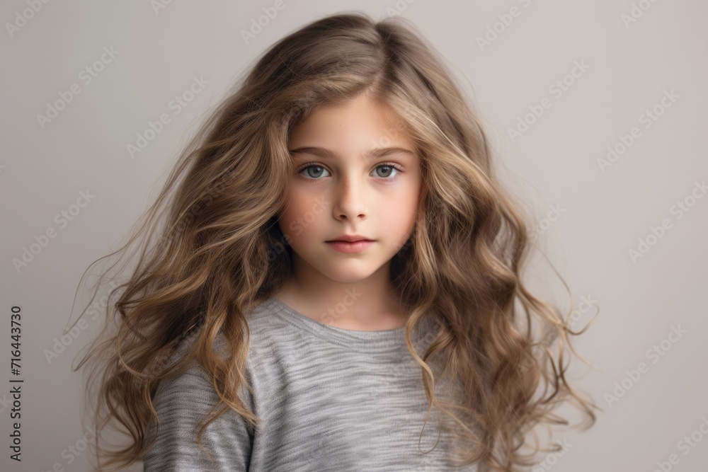 Portrait of a beautiful little girl with long wavy hair Portrait of a beautiful little girl with long wavy hair