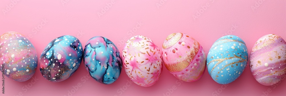  Happy Easter Colourful Eggs On Pastel, Banner Image For Website, Background, Desktop Wallpaper