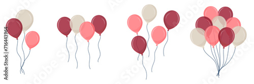 Ballons - Éléments vectoriels colorés éditables pour la fête et les célébrations diverses - Différentes compositions festives pour une fête romantique comme la Saint-Valentin photo
