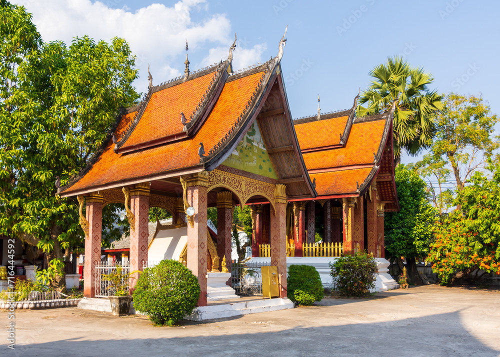 Wat Sibounheuang, a buddist temple as seen from the courtyard in Luang Prabang, Laos. Wat Sibounheuang, a buddist temple as seen from the courtyard in Luang Prabang, Laos.