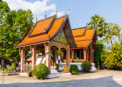 Wat Sibounheuang  a buddist temple as seen from the courtyard in Luang Prabang  Laos.