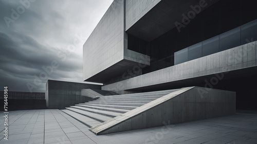 Grey modern building make with concrete