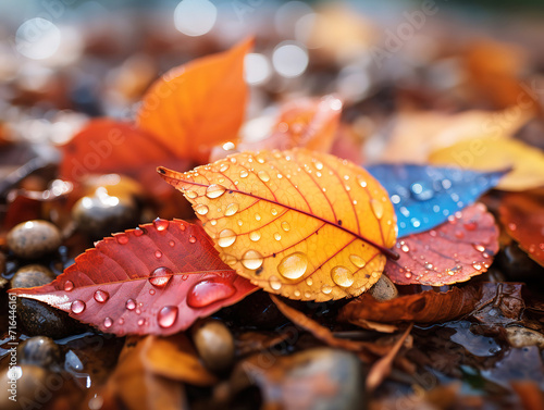 A tree with orange leaves that have the word maple on it photo