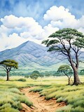 Wild African Savannas Mountain Landscape Plateau Art Print - Captivating Scenic Vista