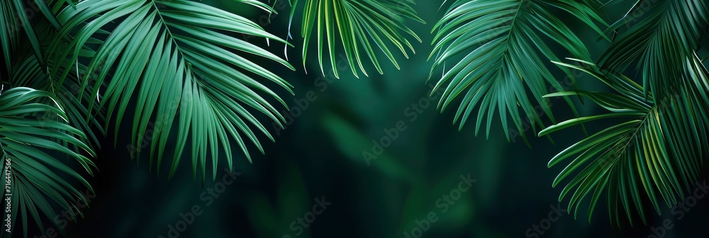  Palm Leaves Dark Green Background Nature, Banner Image For Website, Background, Desktop Wallpaper