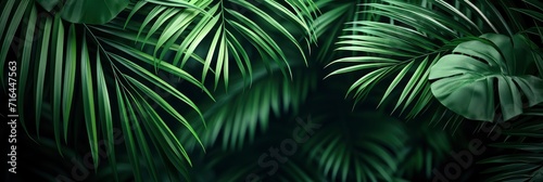 Palm Leaves Dark Green Background Nature  Banner Image For Website  Background  Desktop Wallpaper