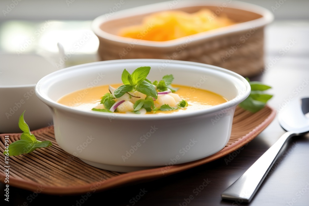 lobster bisque served in a ceramic bowl with spoon lobster bisque served in a ceramic bowl with spoon