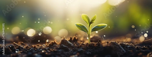 Small Plant Sprouts From Ground, The Beginning of New Life in Nature