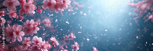  Pink Cherry Blossom Sakura Flower Blue, Banner Image For Website, Background, Desktop Wallpaper