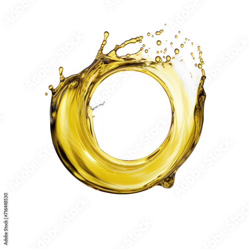  Splash of olive or engine oil arranged in a circle on transparency background PNG