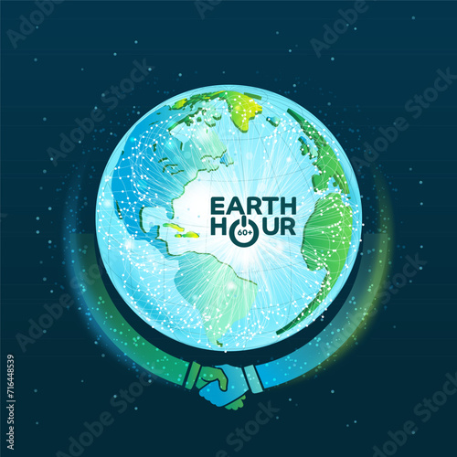 concept logo design event  earth hour ,Ecology.Green cities help the world with eco-friendly