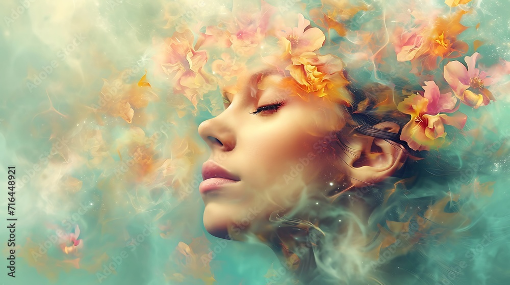 International Woman day, Cute girl illustration, clouds, colorful, 8th march poster card International Woman day, Cute girl illustration, clouds, colorful, 8th march poster card