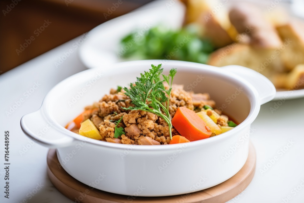 cassoulet served in a bowl with crusty bread cassoulet served in a bowl with crusty bread