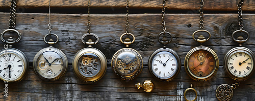 A collage of antique pocket watches on a weathered wooden surface, symbolizing the timeless nature of true love