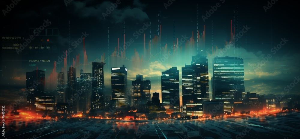 Vibrant Night Cityscape With Dazzling Lights