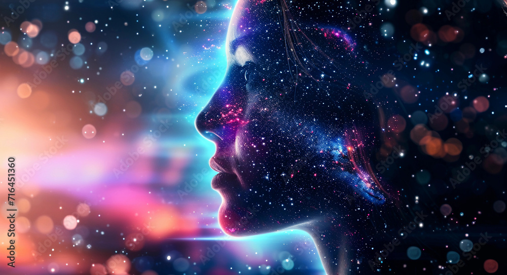 © imagineRbc - Futuristic Background Silhouette of a Woman Graphic Resource