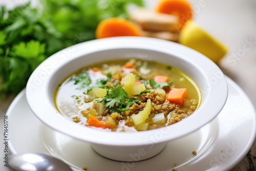 lentil soup with chunks of carrot and celery