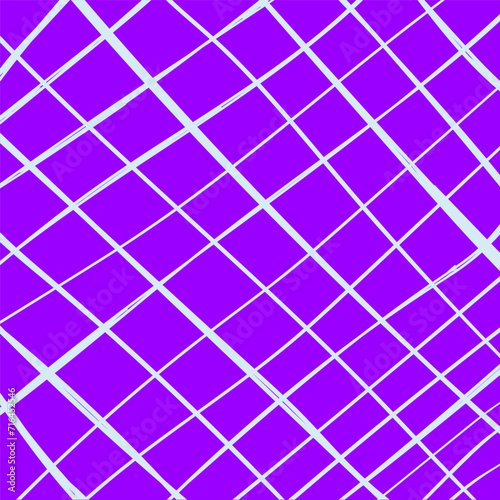 purple, violet, grey, blue plaid pattern with Checks. Graph square background with texture. Line art freehand grid vector outline grunge print