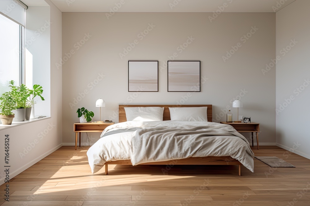 Minimalist double bedroom with bay window Minimalist double bedroom with bay window