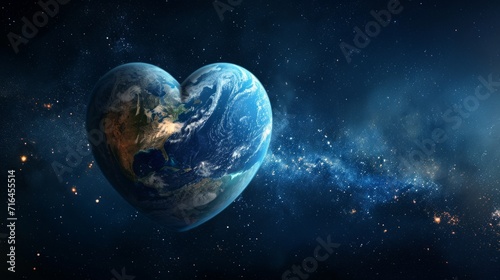 Planet earth in the shape of a heart view from space. Cosmic love #716455514