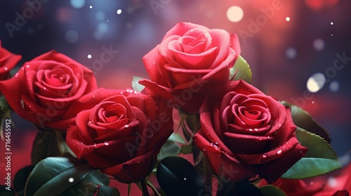 red roses on a red background with bokeh
