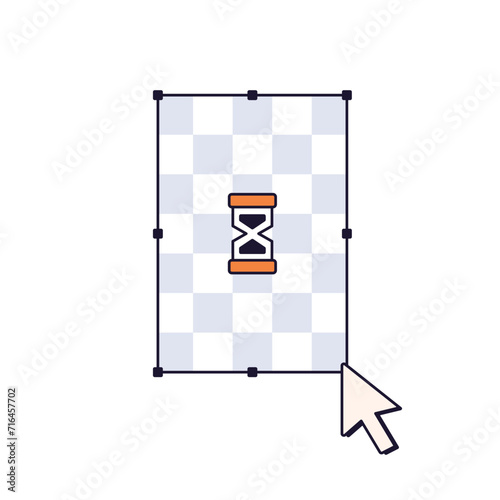 Retro computer cursor and hourglass on transparent png. Sandglass, symbol of ...