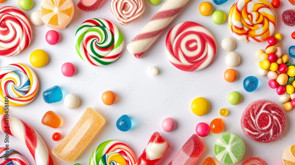 Variety of candies on a isolate white background
