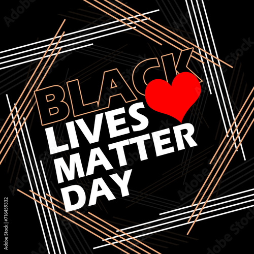 Black Lives Matter Day event banner. Bold text with a red heart on black background to commemorate on February 26