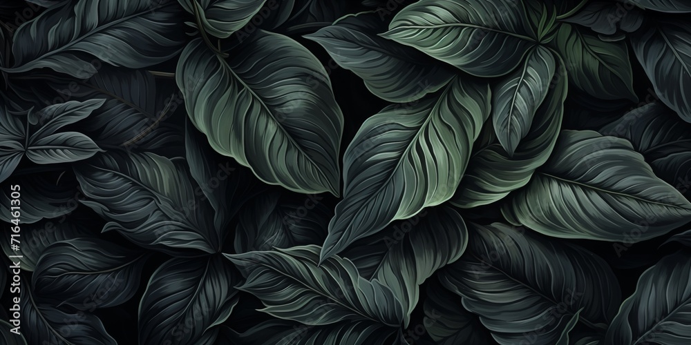 Green Leaves Adorning a Wall, A Lush Natural Display of Foliage Green Leaves Adorning a Wall, A Lush Natural Display of Foliage