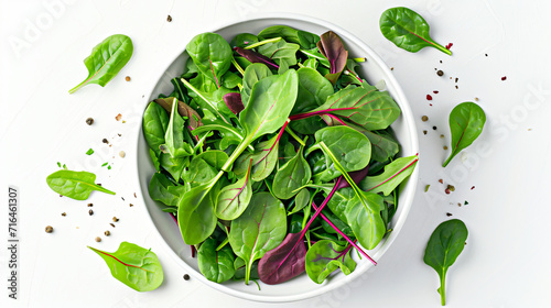 Mix salad arugula spinach and chard in the bowl photo