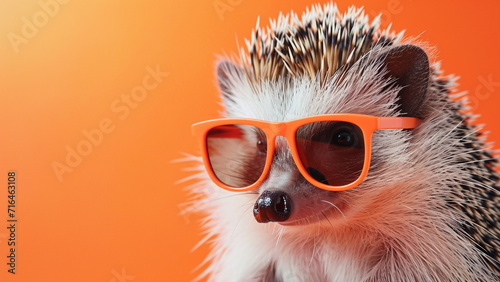 Stylish Hedgehog Portrait in Orange Summershade Sunglasses