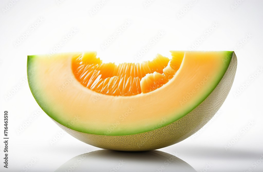 A piece of juicy melon on a white background. A piece of juicy melon on a white background.