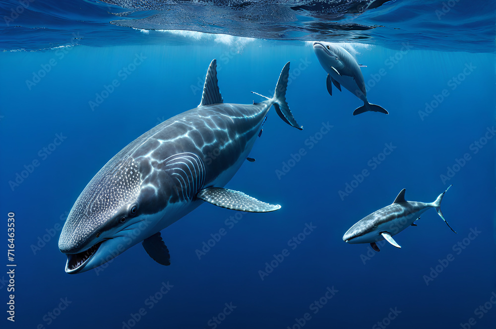 Fototapeta premium Largest Creature on the World. Illustration of the Largest Dolphin on earth