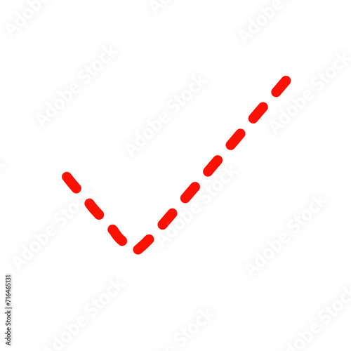 red dashed checkmark symbol 