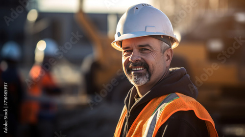 A smiling experienced man working on a building site.