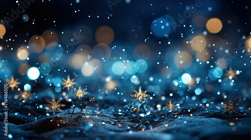 Glittering snowflakes Blue Background © S-Rika