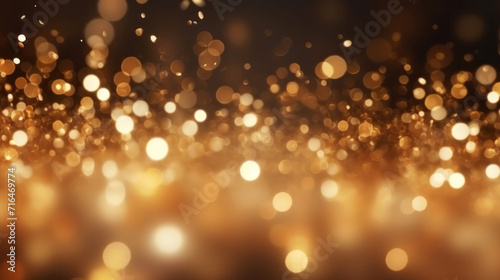 Golden particles and sprinkles for a holiday celebration like christmas or new year. shiny golden lights.