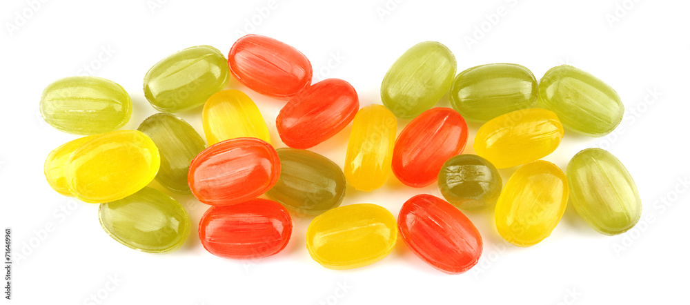 colorful fruit hard candy isolated on white. lollipop, candy, sweetmeat colorful fruit hard candy isolated on white. lollipop, candy, sweetmeat